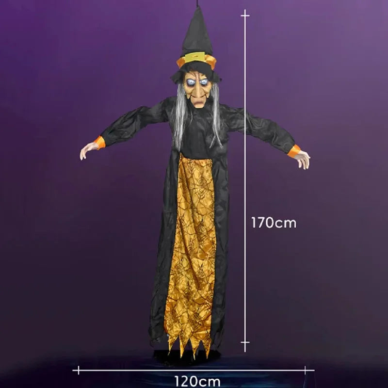 Hanging Halloween Witch with Light-Up Eyes & Sound