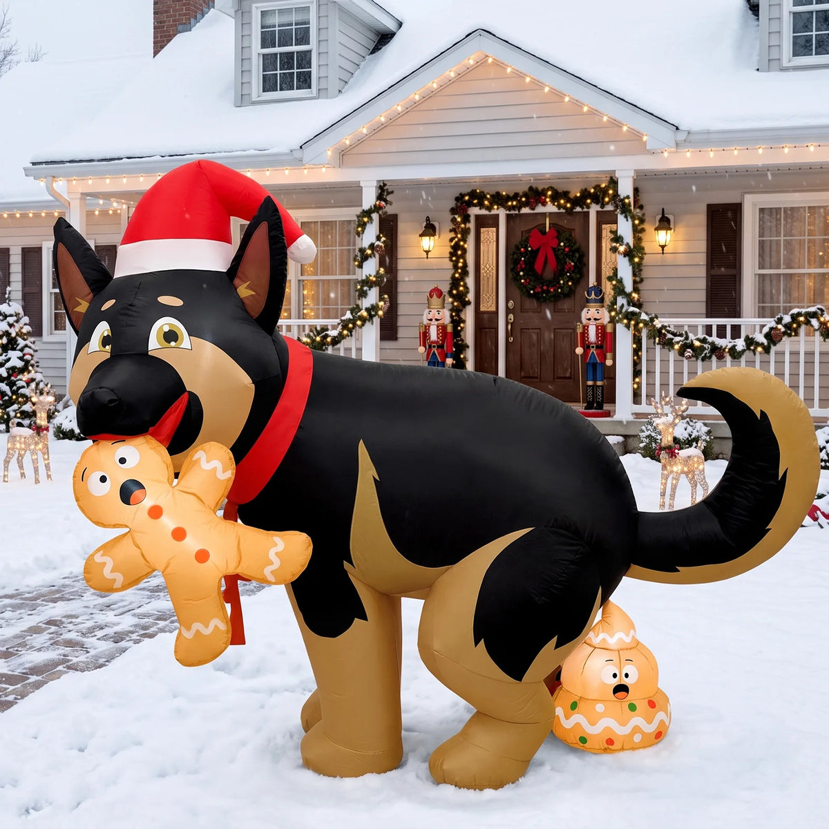 5 ft Dog & Gingerbread Man Novelty Christmas Decoration