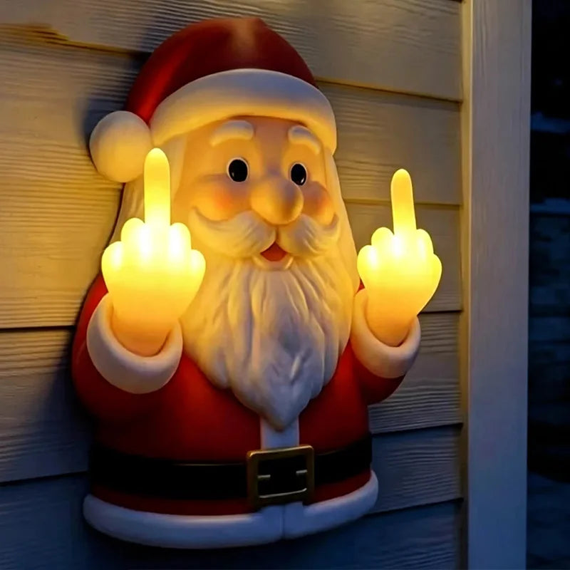 Light-Up Middle-Finger Santa – Adult Novelty Decoration