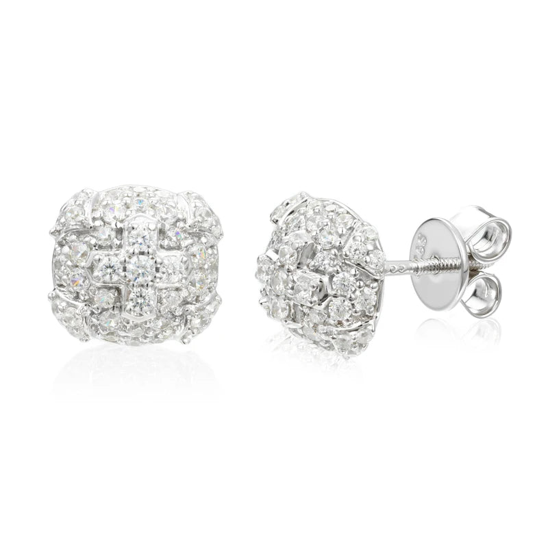 Cross-Design Stud Earrings – Gold-Tone & Silver-Tone Options