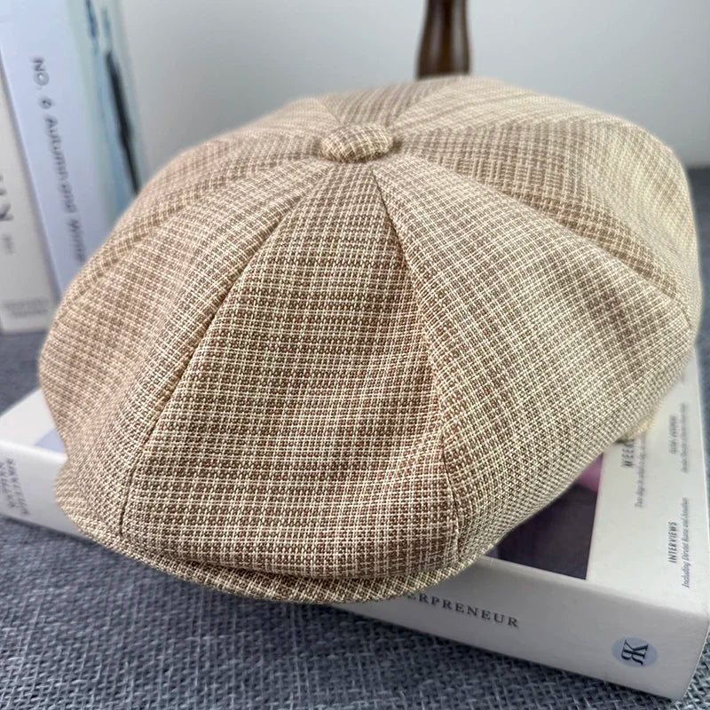 Unisex Textured Linen Newsboy Cap