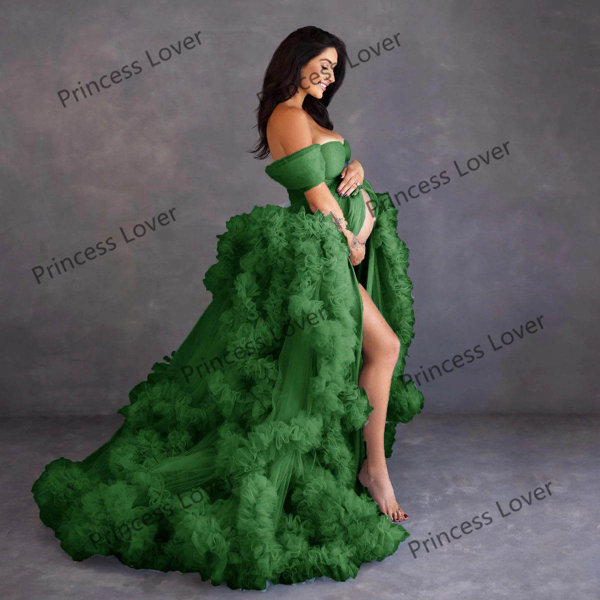 Tiered Tulle Off-Shoulder Prom Dress