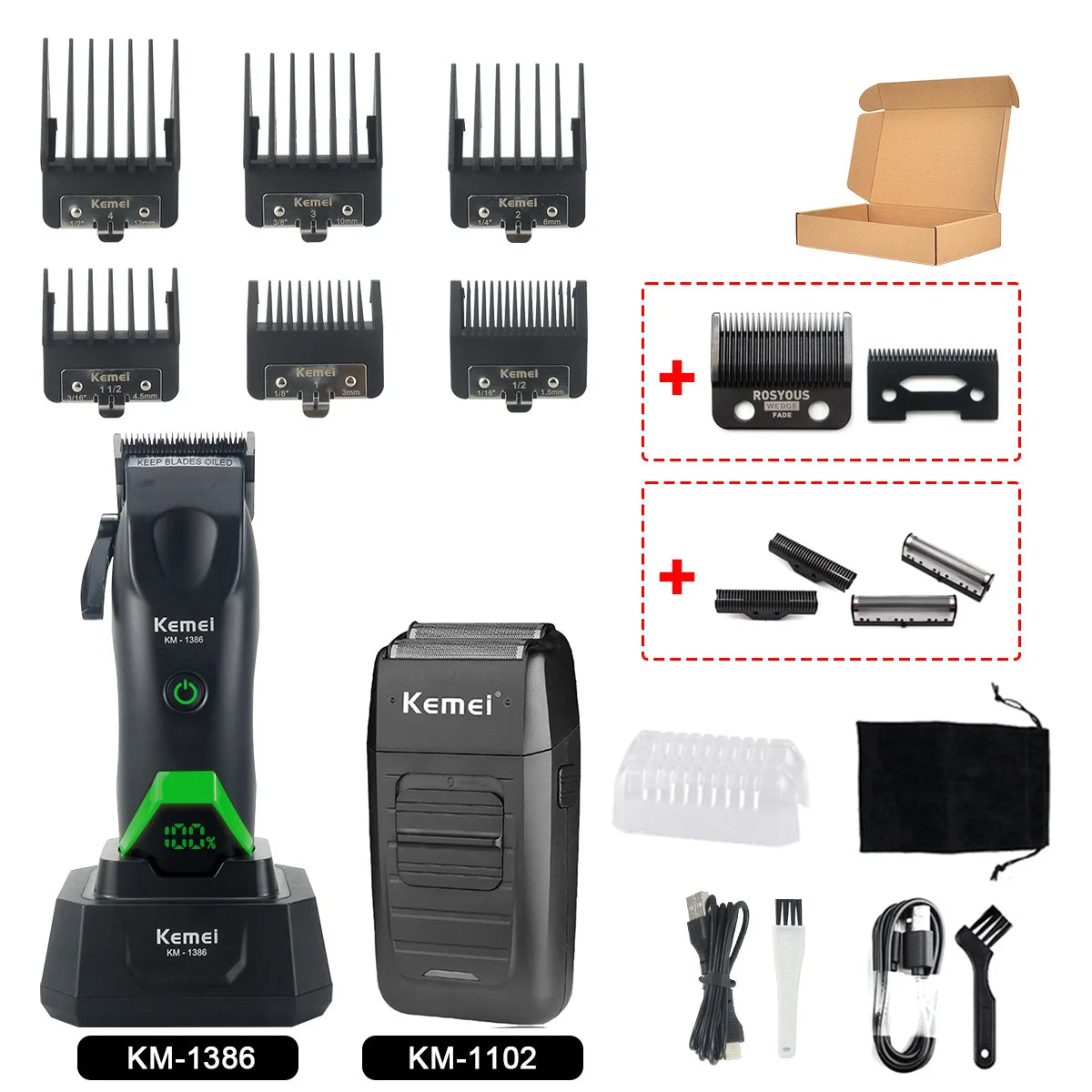 Rechargeable Hair Clippers, Trimmers and Grooming Kit Options