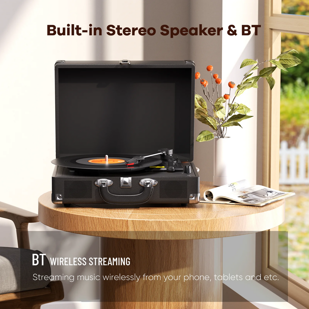 MAIO 3-Speed Suitcase Record Player with Built-In Speakers