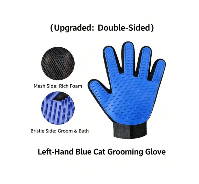 Blue Pet Grooming Gloves – Single Glove or 3-Piece Kit