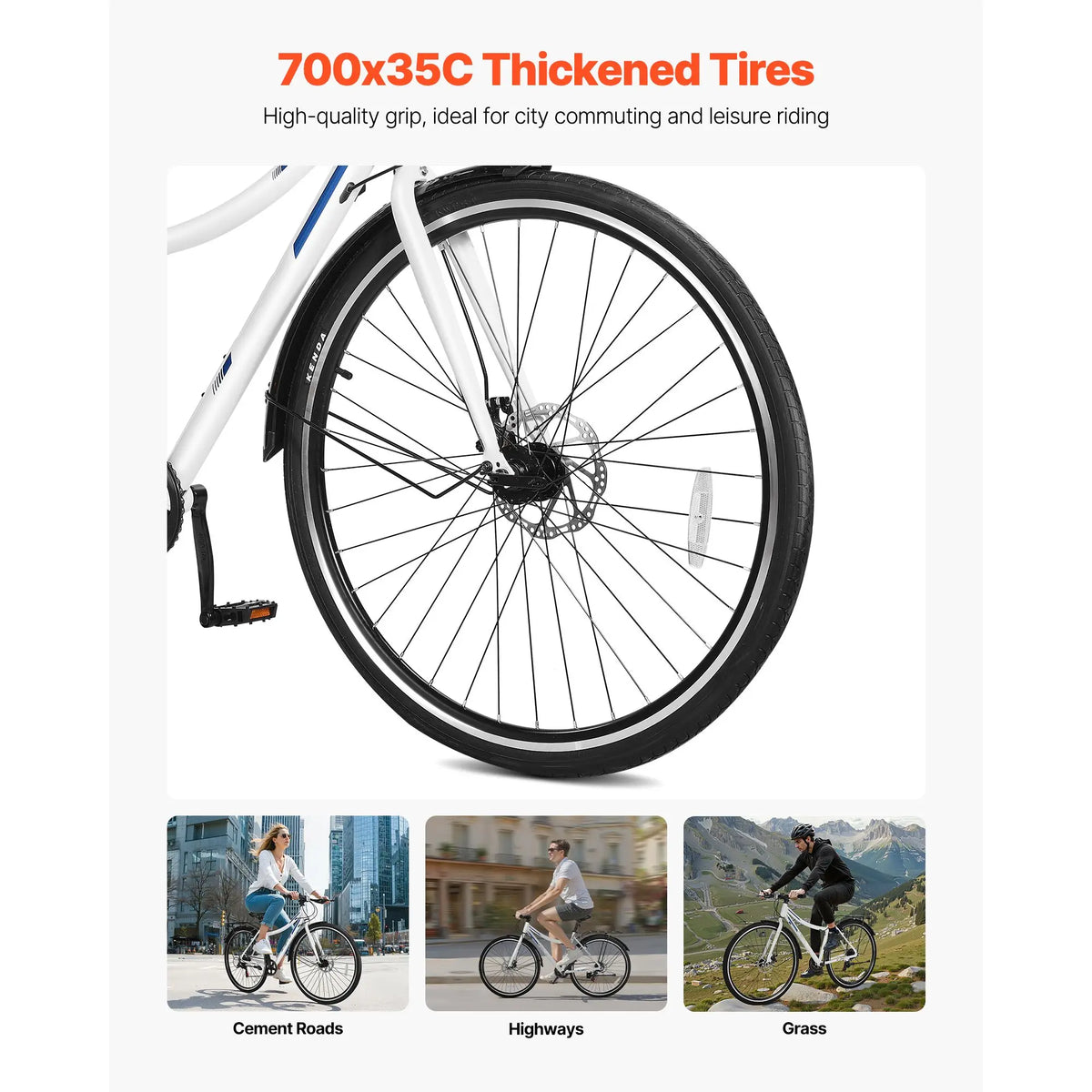 700c Step-Through 7-Speed Hybrid Bicycle
