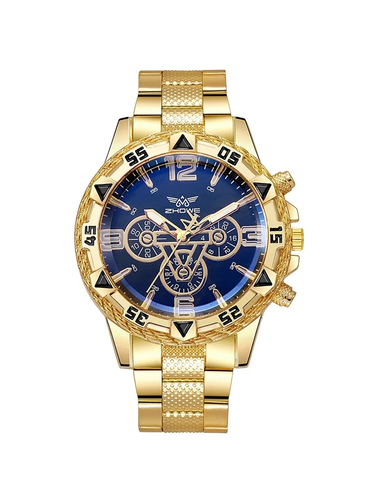Round-Dial Quartz Watch with Alloy Bracelet