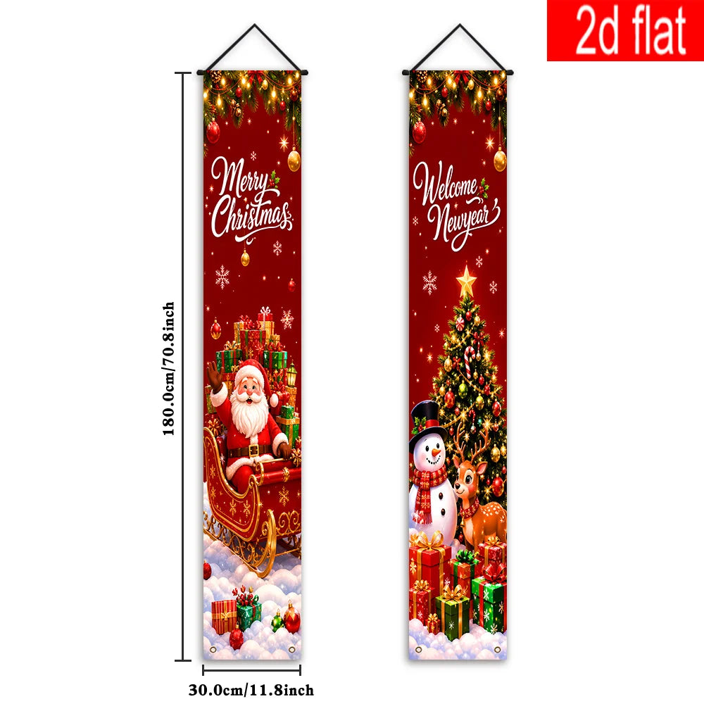 Merry Christmas & New Year Hanging Door Banners