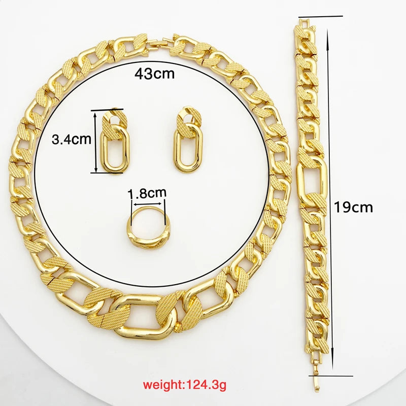 Gold-Tone Rectangular-Link Four-Piece Jewelry Set