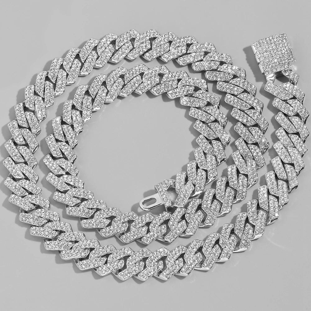 Rhinestone Cuban Link Chain – Necklace & Bracelet Options