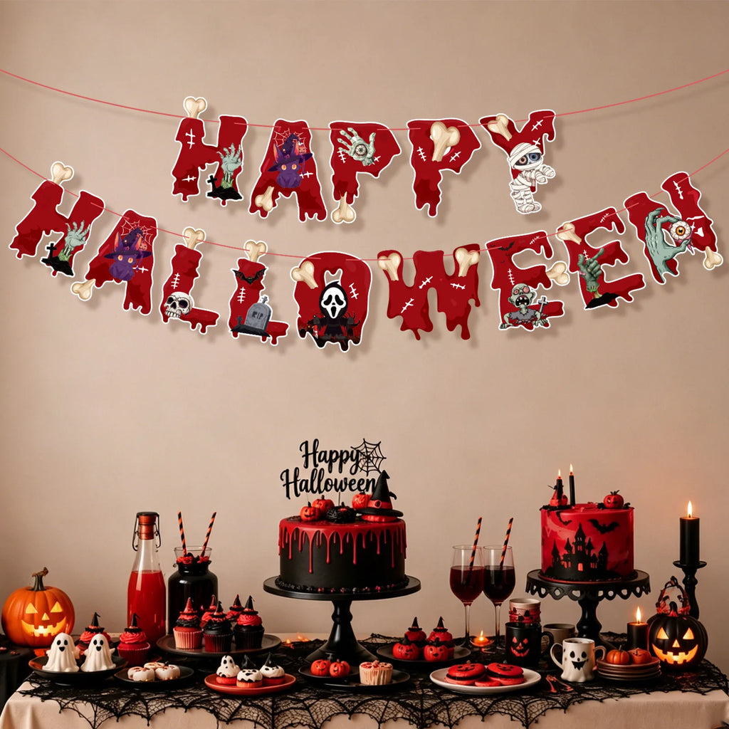 Happy Halloween Hanging Letter Banner – Spooky Designs
