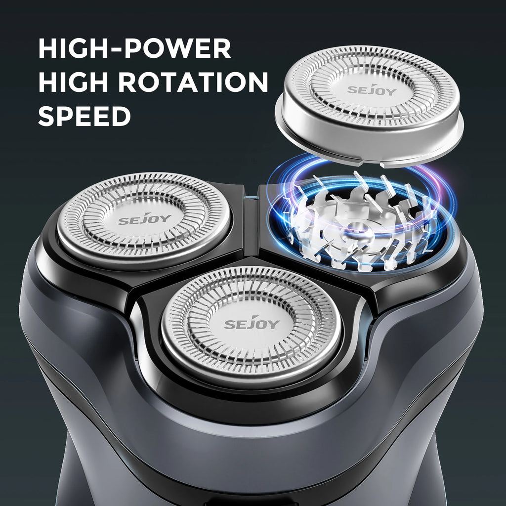 Men’s Rechargeable Triple-Head Rotary Shaver with Pop-Up Trimmer