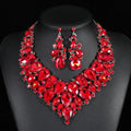 Teardrop Crystal Statement Necklace and Earrings Set