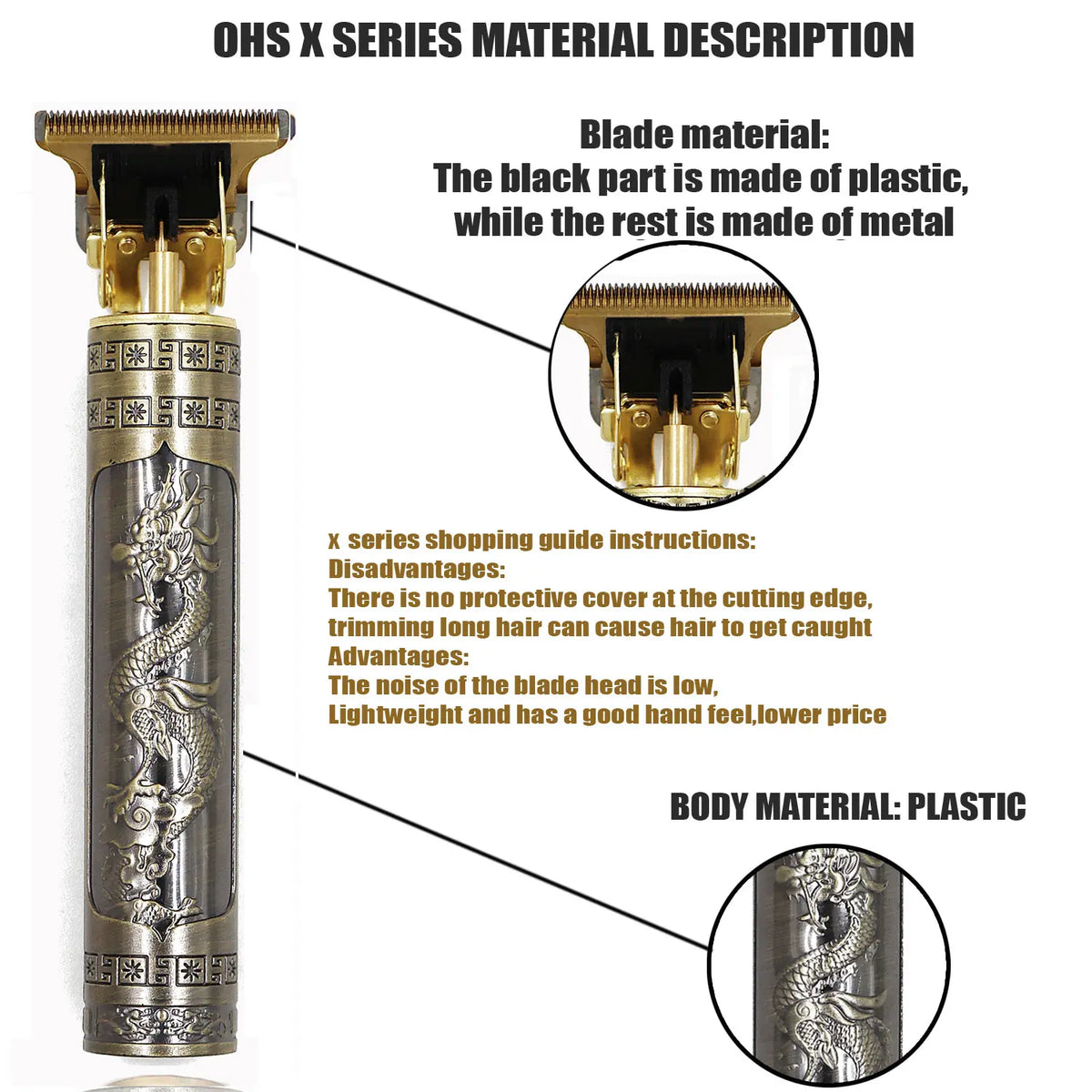 OHS T9 Rechargeable Hair & Beard Detail Trimmer – Dragon & Buddha Styles