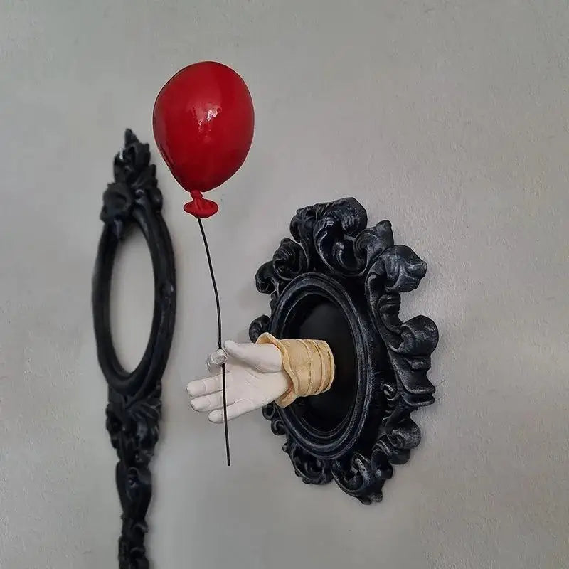 Gothic Hand & Red Balloon Wall Decoration