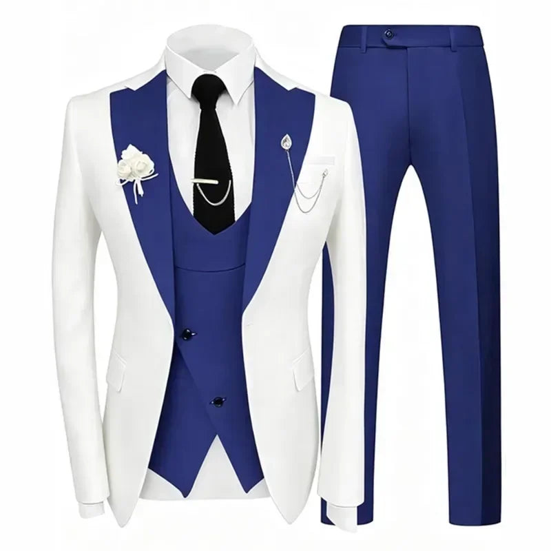 Formal Men's Suit 3 Piece Set Groom's Wedding Tuxedo Slim Fit Jacket Vest Pants Formal Party Dress Tailored Clothes Men Suits