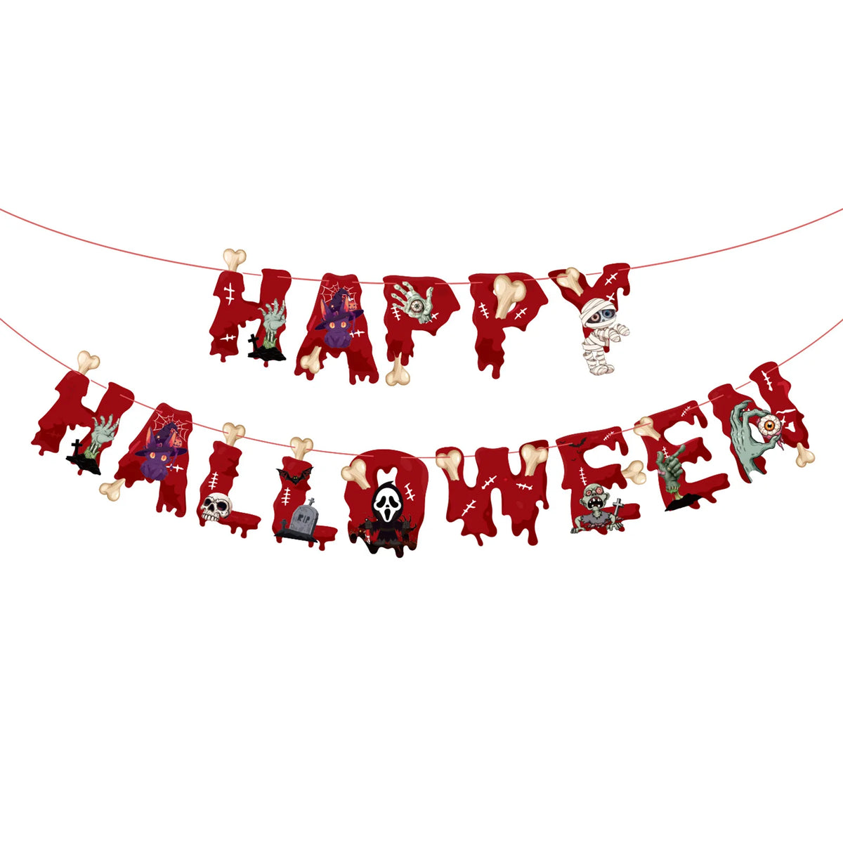 Happy Halloween Hanging Letter Banner – Spooky Designs