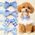 Blue Patterned Pet Bow Ties with Adjustable Straps