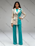 Crystal-Detail Blazer & Pants Suit