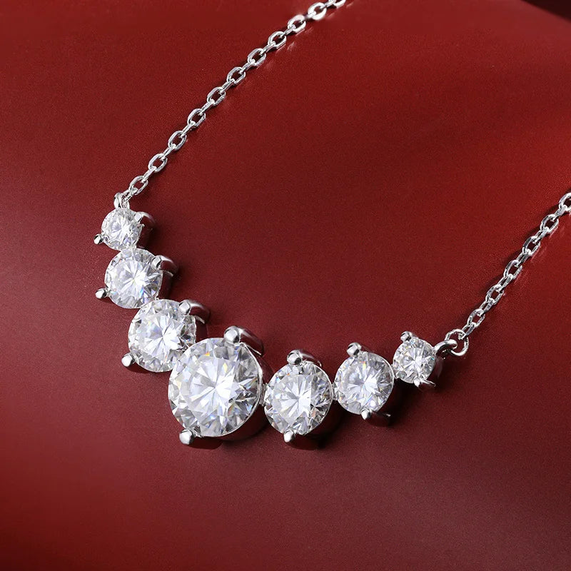 Moissanite or Zircon Solitaire Pendant Necklace in 925 Sterling Silver