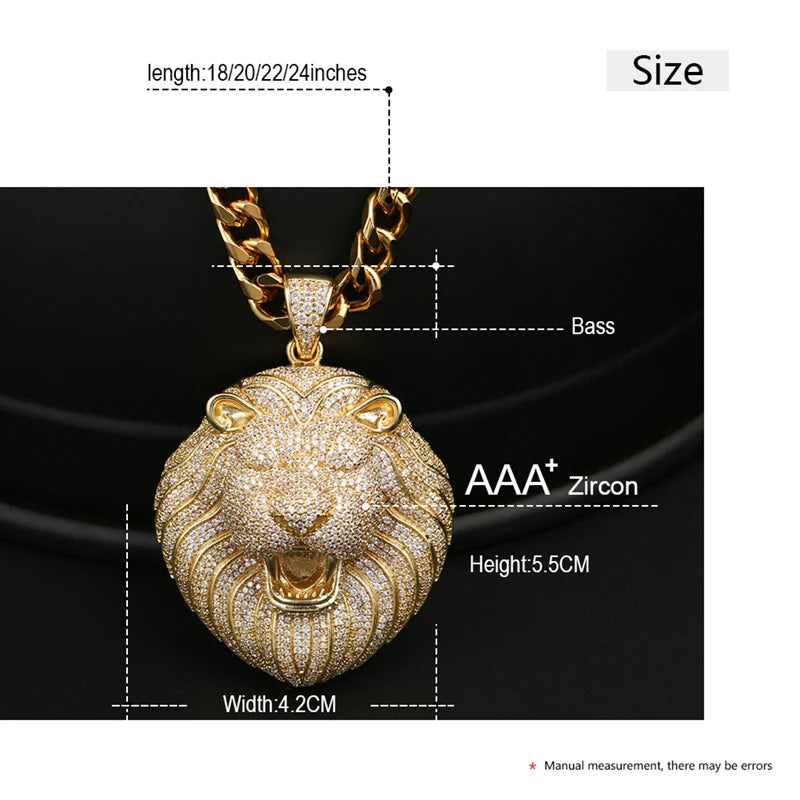 Lion Pendant Necklace with Rope Chain
