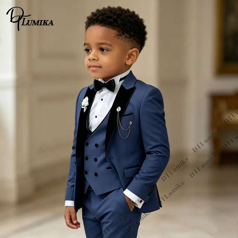 Boys’ 5-Piece Formal Suit Set with Bow Tie & Necktie – 3T–14T