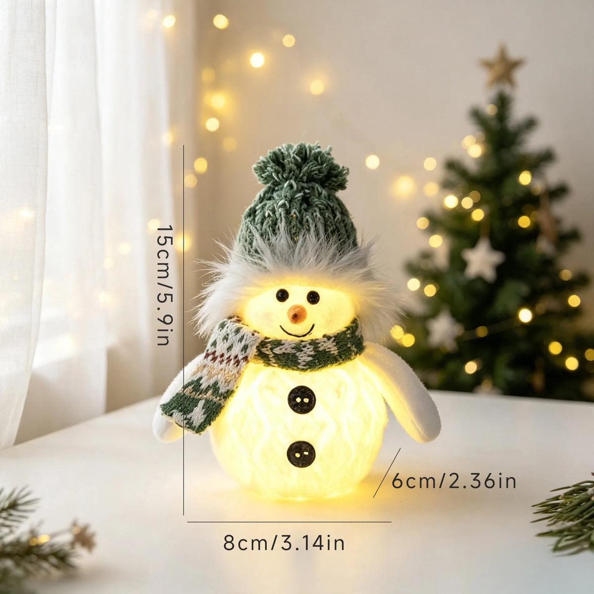 Light-Up Christmas Snowman – Knitted Hat & Scarf