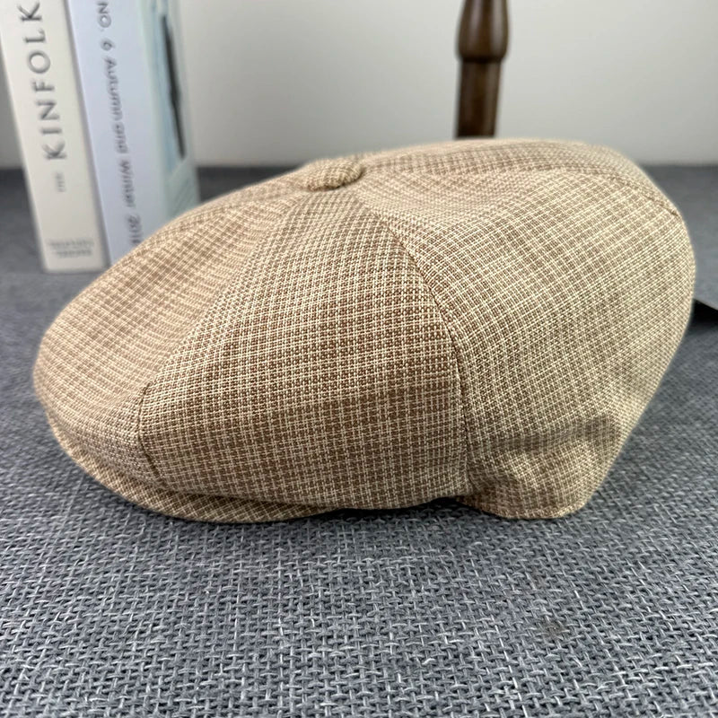 Unisex Textured Linen Newsboy Cap