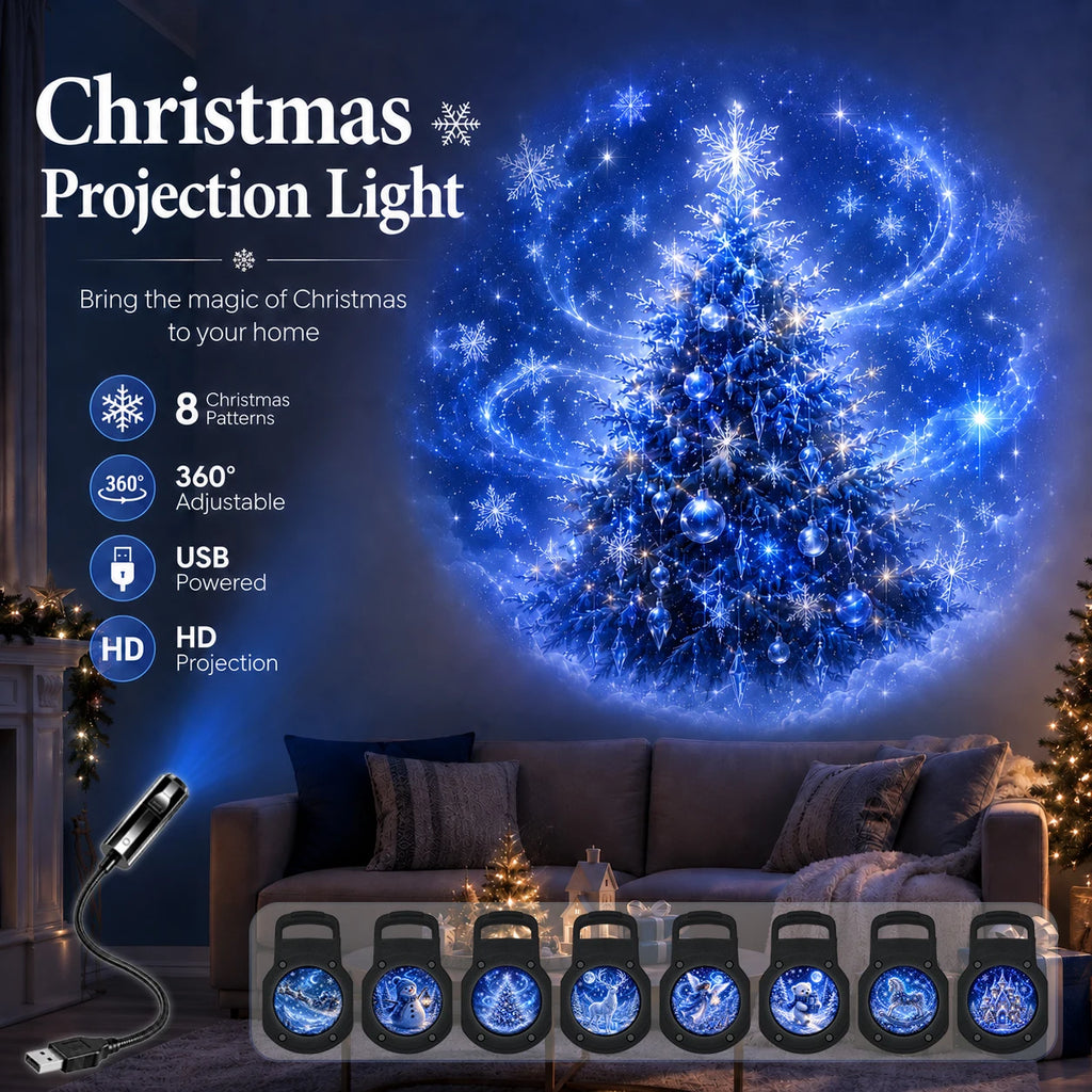 USB Christmas Projector Light with 8 Patterns