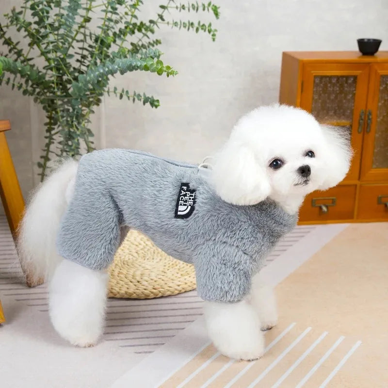 Plush-Texture Zip-Back Dog Jacket – S–XXL