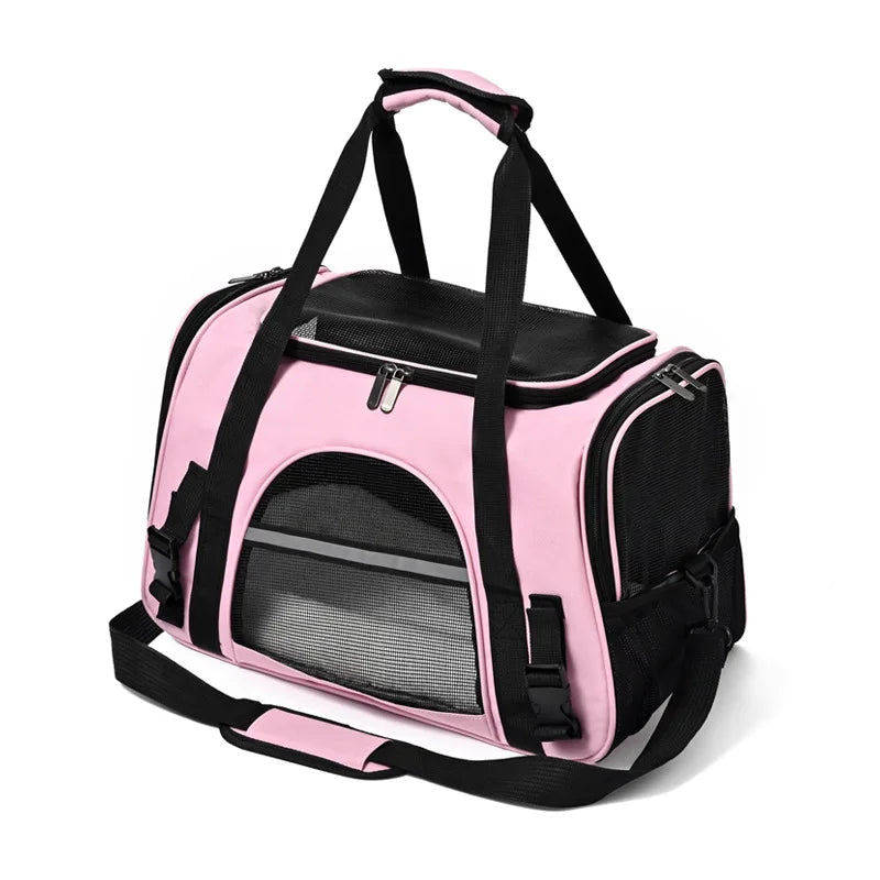 Soft-Sided Pet Carrier Bag with Mesh Panels