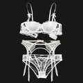 Floral Lace Push Up Bra Set with Panties and Garter