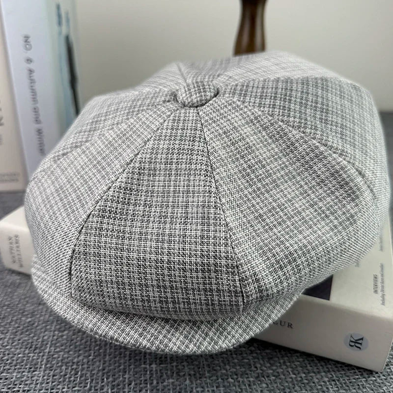 Unisex Textured Linen Newsboy Cap