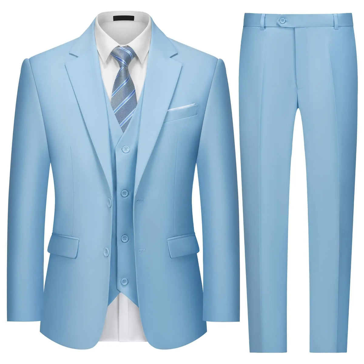 Men's Classic Solid-Color Suit for Weddings & Business
