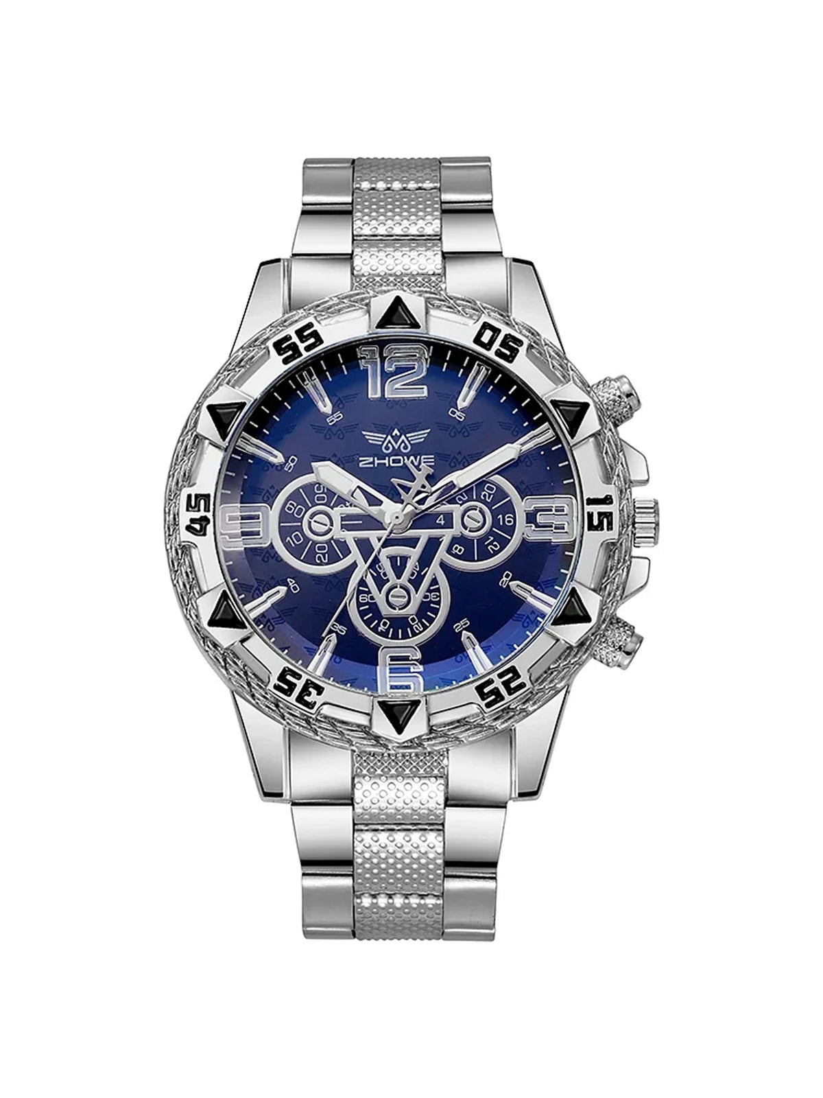 Round-Dial Quartz Watch with Alloy Bracelet