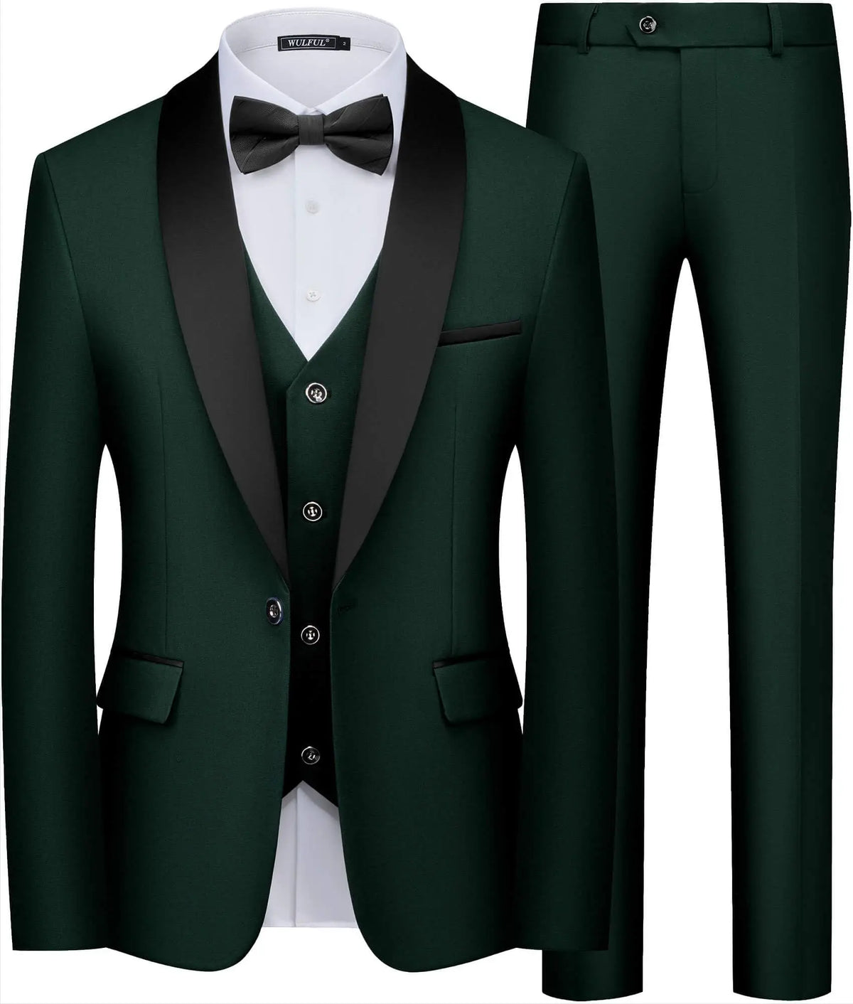 Men's 3 Piece Tuxedo Suit Set Shawl Lapel One Button Slim Fit Blazer Vest Pants Wedding Groom Prom Formal Party Business Outfit