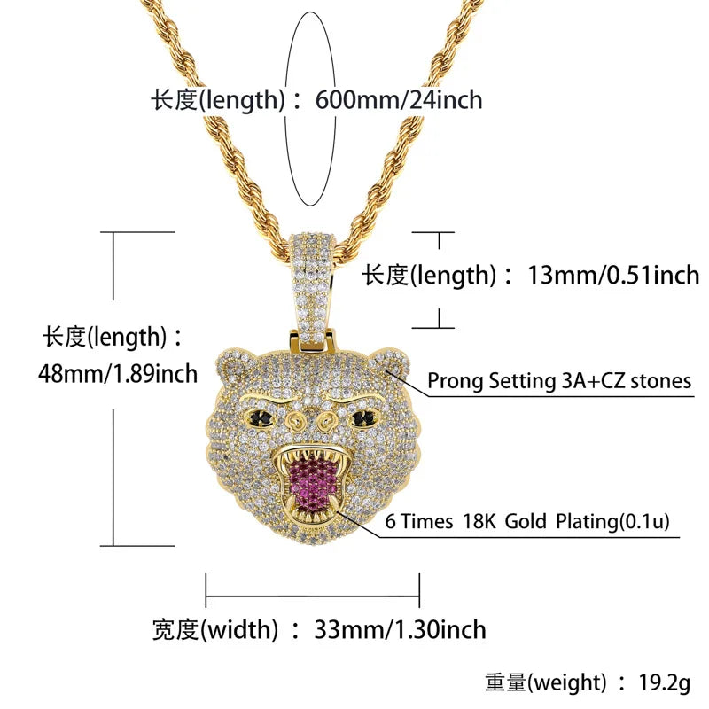 Lion Pendant Necklace with Rope Chain