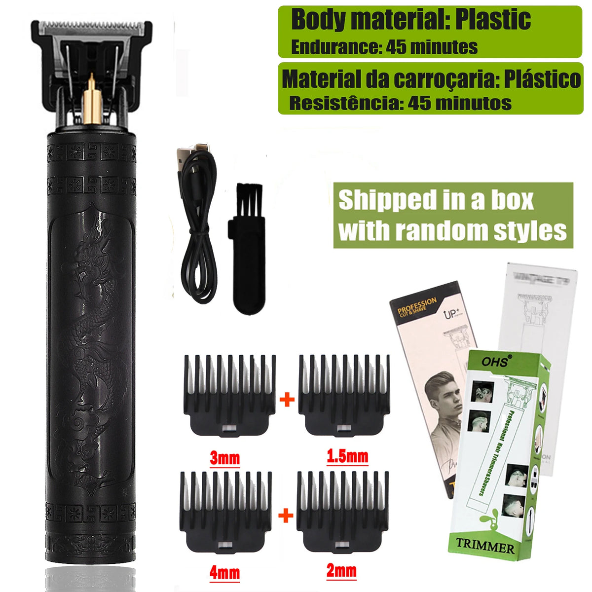 OHS T9 Rechargeable Hair & Beard Detail Trimmer – Dragon & Buddha Styles