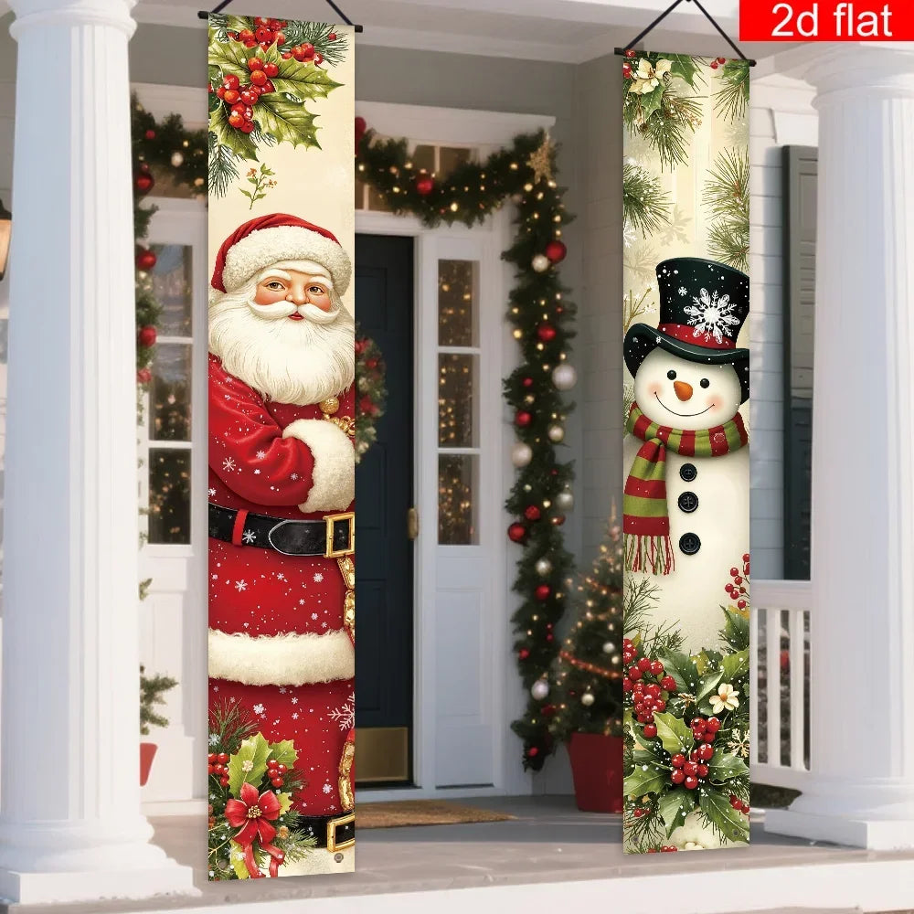 Santa & Snowman Christmas Hanging Door Banners