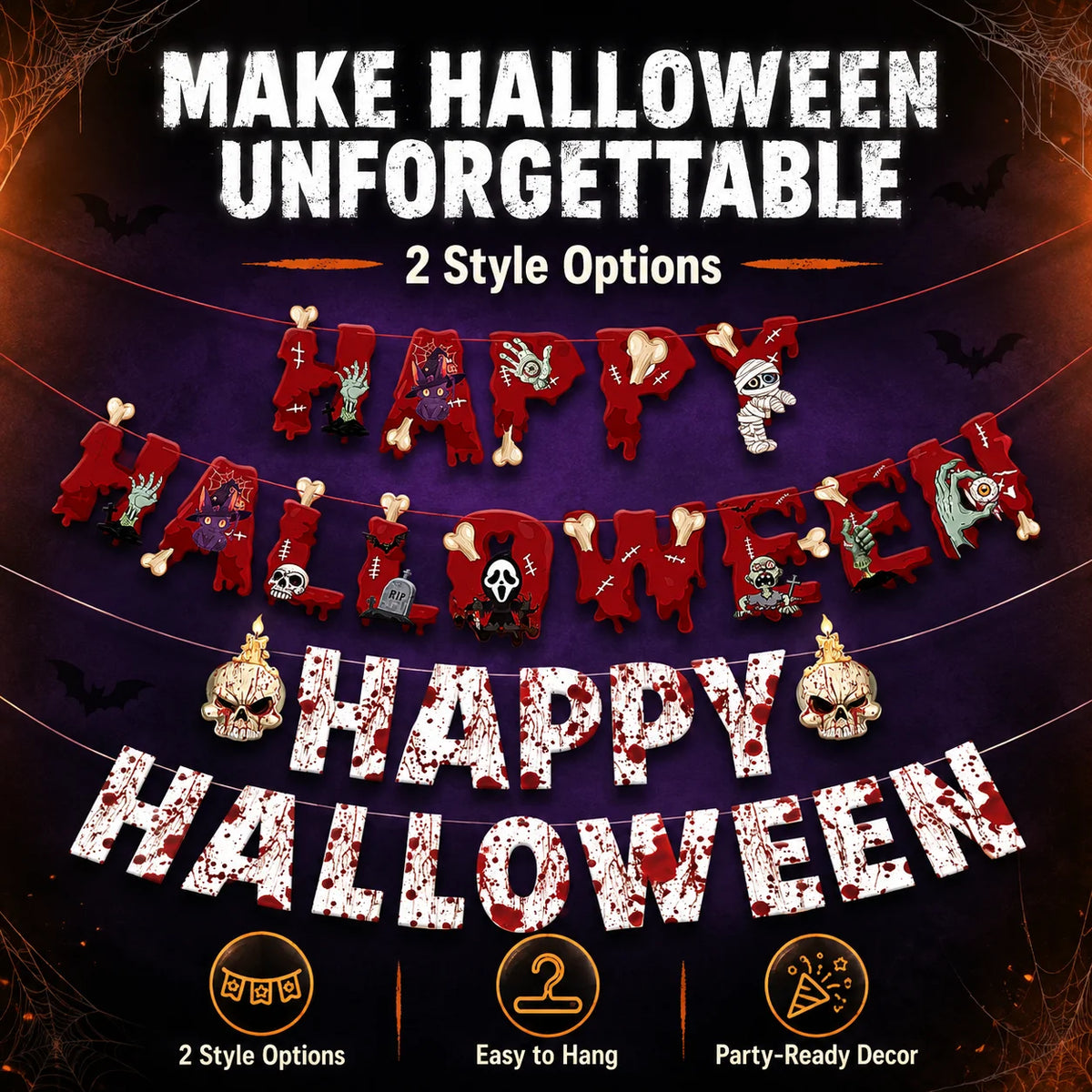 Happy Halloween Hanging Letter Banner – Spooky Designs