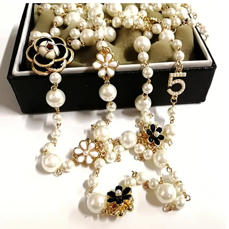 Crystal Cross Statement Choker Necklace with Pearls