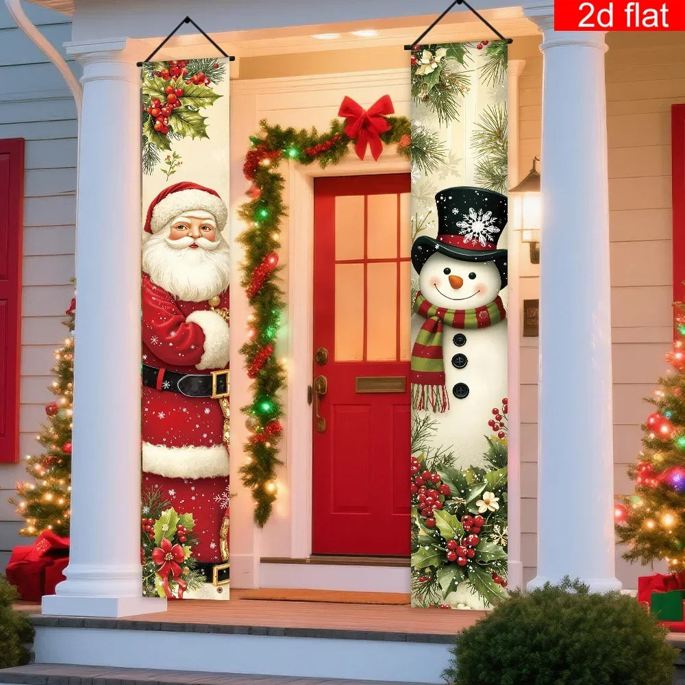 Santa & Snowman Christmas Hanging Door Banners
