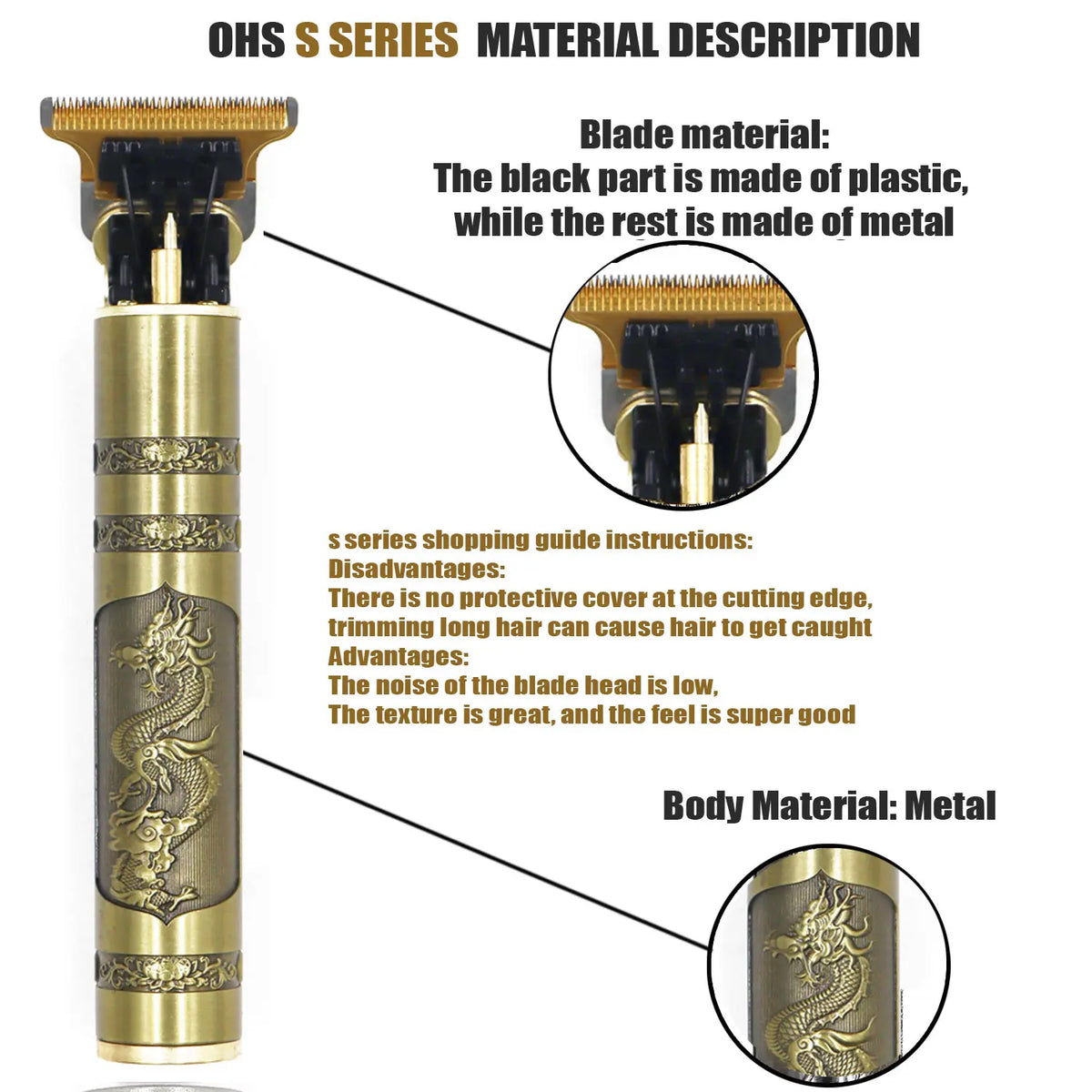 OHS T9 Rechargeable Hair & Beard Detail Trimmer – Dragon & Buddha Styles