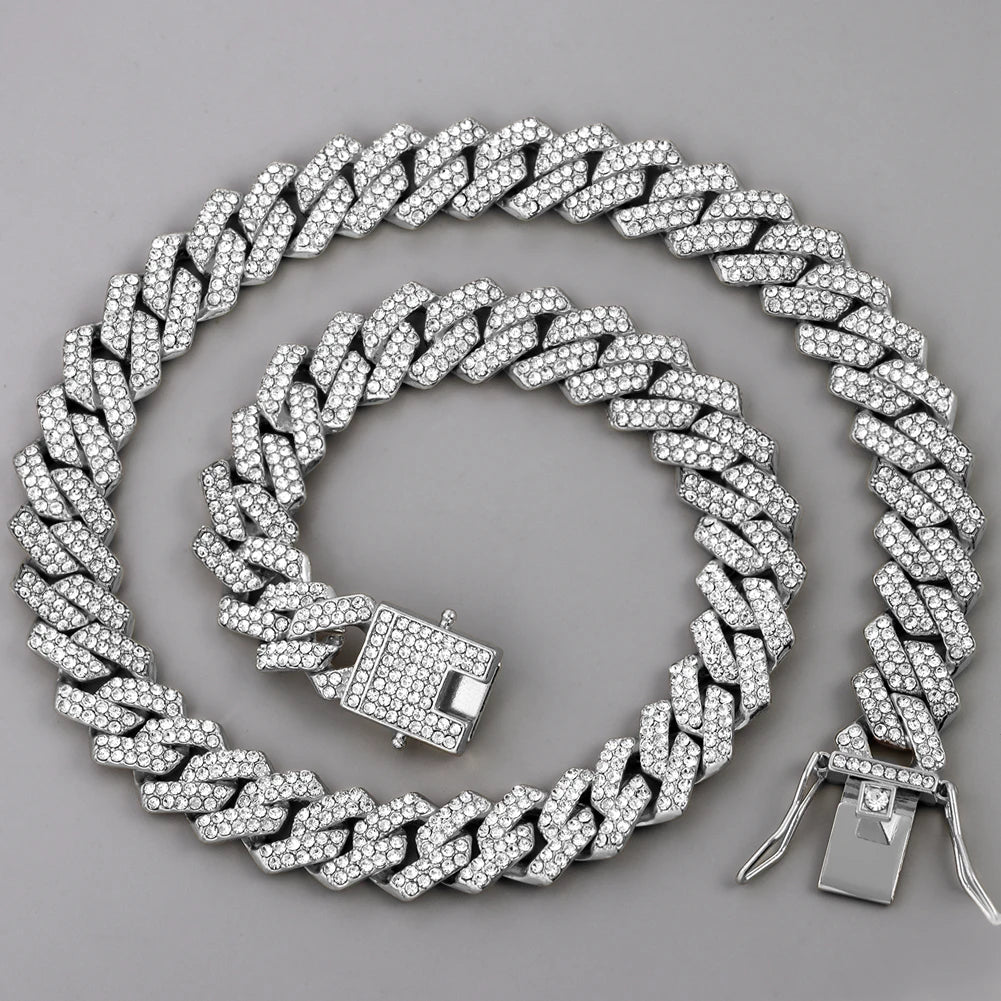 Rhinestone Cuban Link Chain – Necklace & Bracelet Options