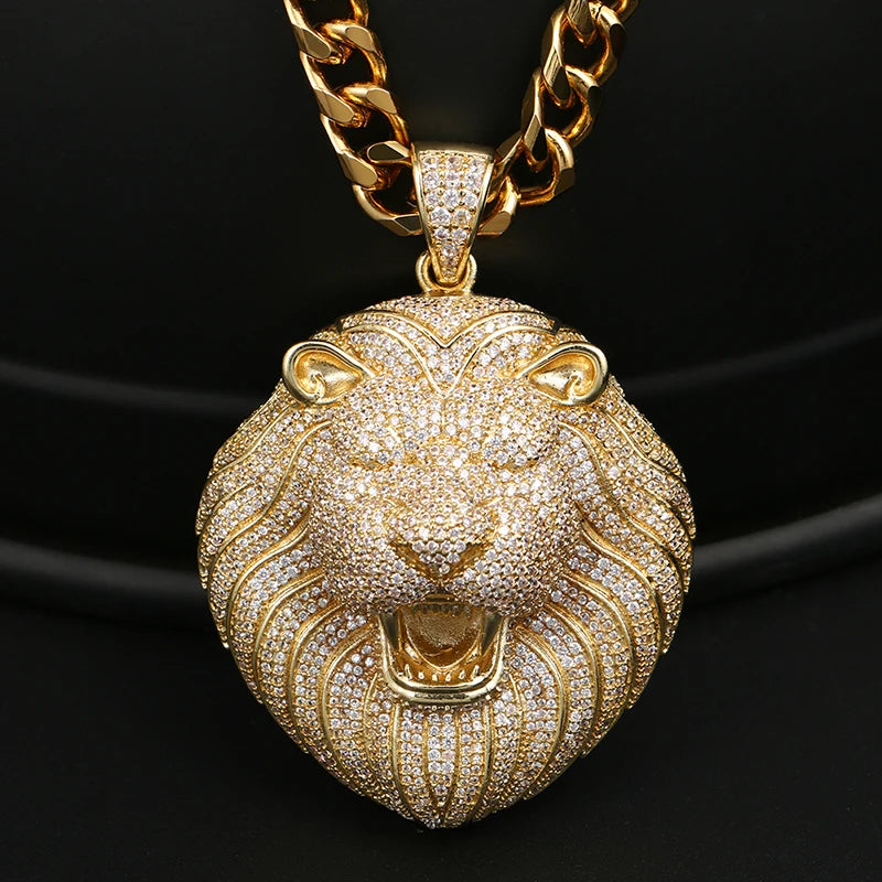 Lion Pendant Necklace with Rope Chain