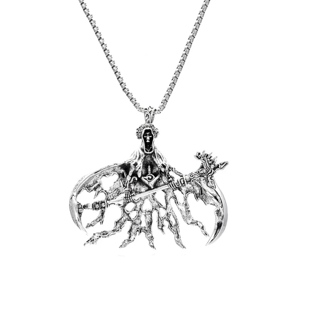 Gothic Grim Reaper Pendant Necklace – 60 cm Chain