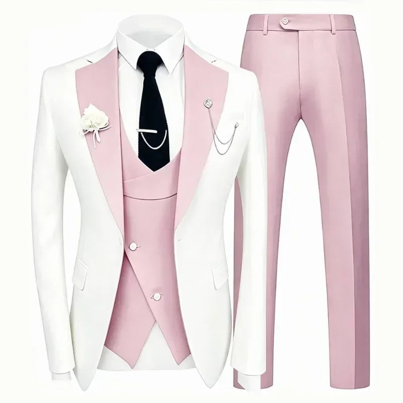 Formal Men's Suit 3 Piece Set Groom's Wedding Tuxedo Slim Fit Jacket Vest Pants Formal Party Dress Tailored Clothes Men Suits