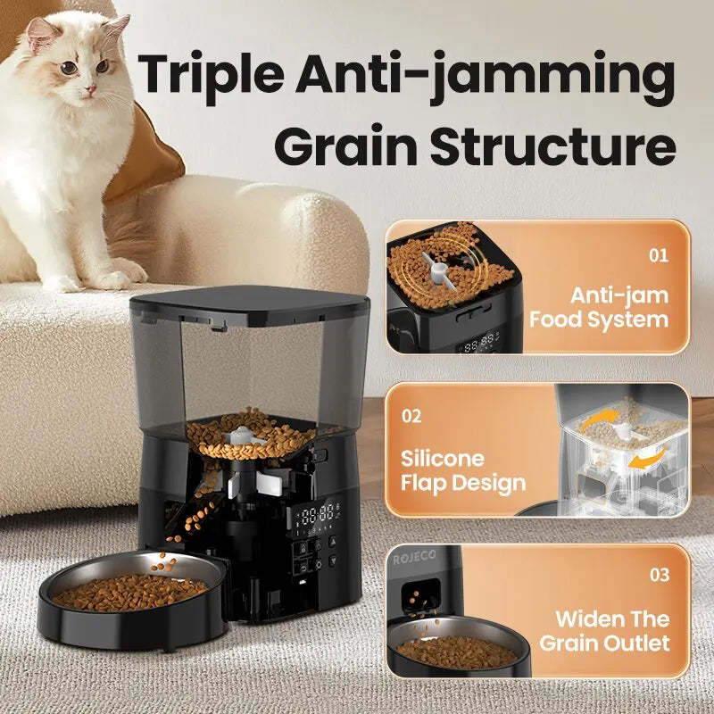 ROJECO 2L Automatic Pet Feeder – Button Controls