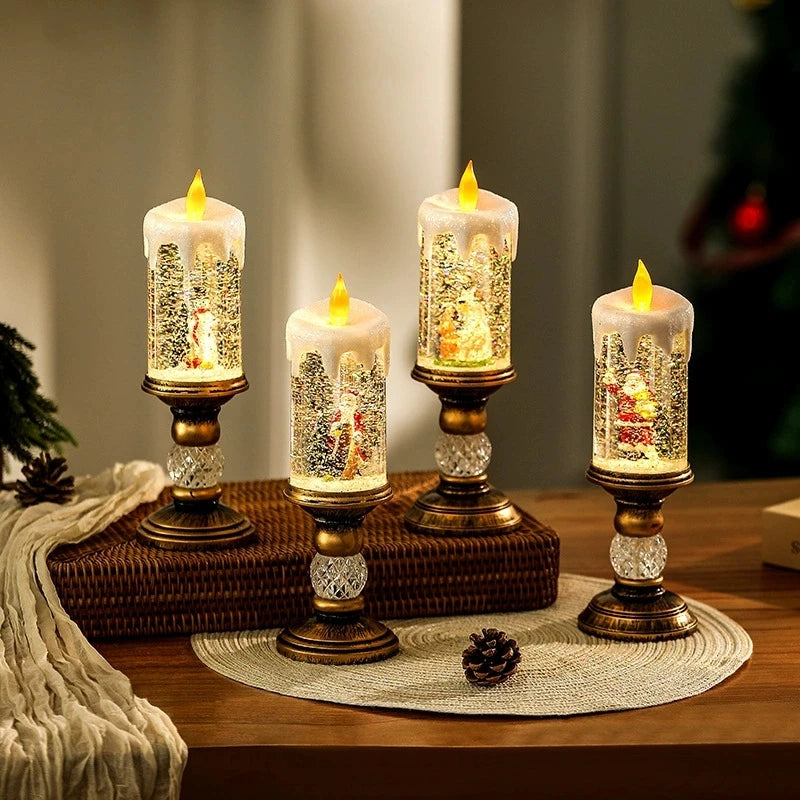 Light-Up Christmas Candle-Style Scene Decoration