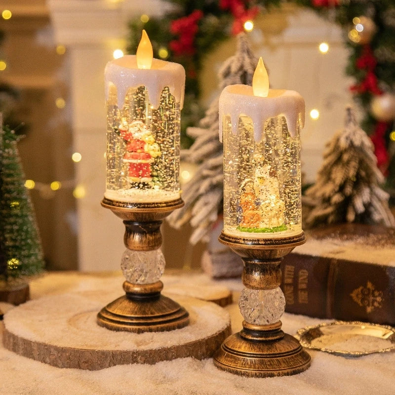 Light-Up Christmas Candle-Style Scene Decoration